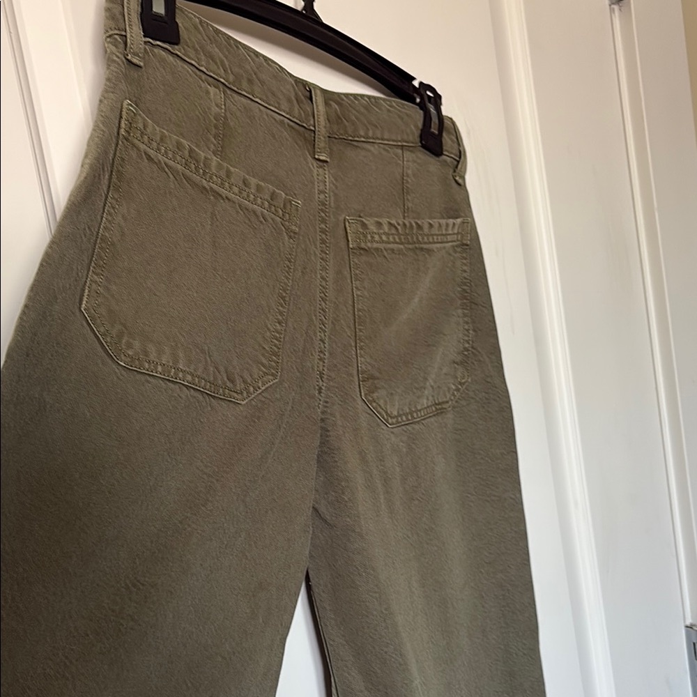 Lucky Brand Wide Leg Liquid Denim Luxe Utility Pant. Olive. Size 00/24 - Picture 8 of 14